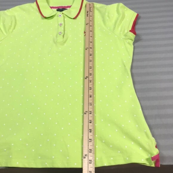 U.S. Polo Assn. Polo Shirt Women’s Large Lime Green Pink Embroidered Polka Dot - Picture 9 of 10